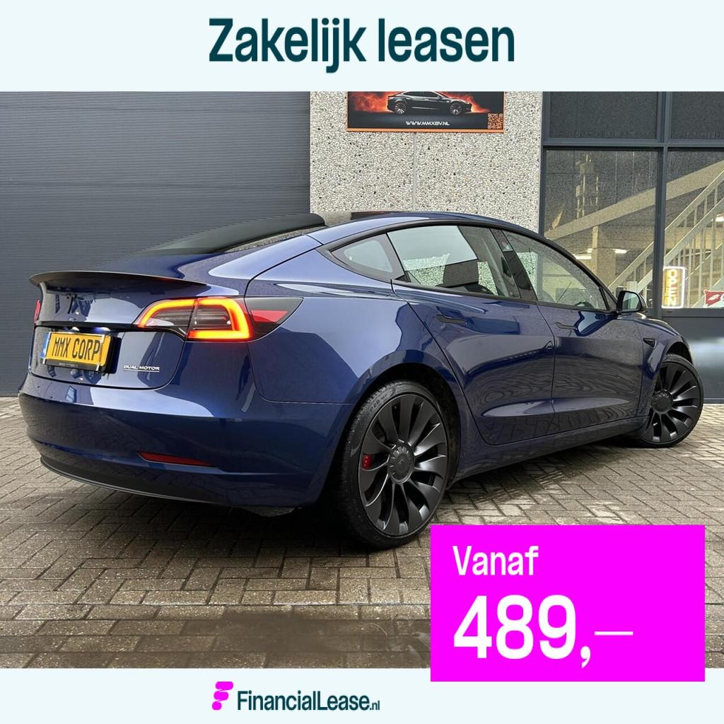 Tesla Model 3 Performance + MMX Pack + IAP, Auto's, Tesla, Bedrijf, Lease, Financial lease, Model 3, 4x4, ABS, Achteruitrijcamera