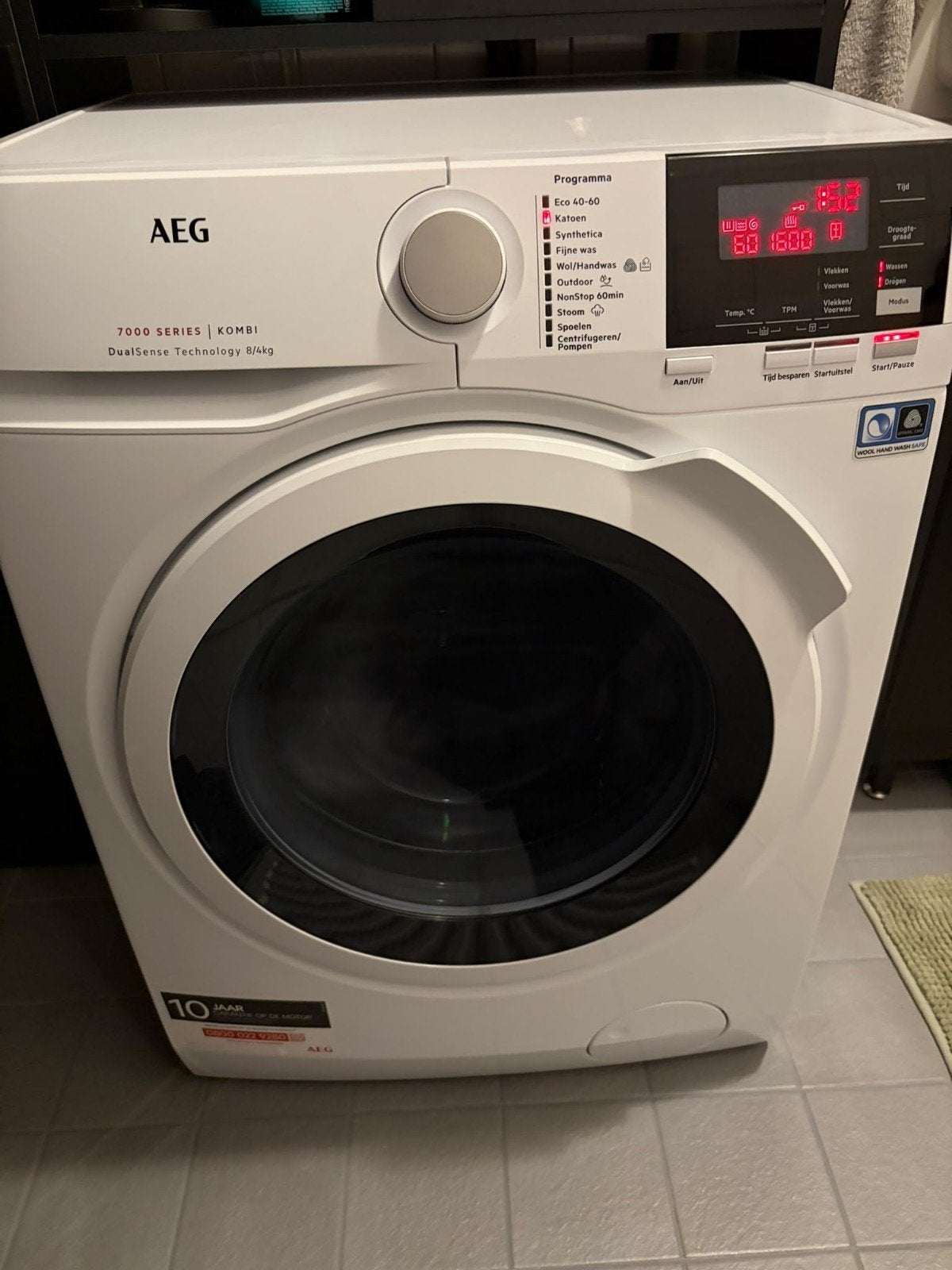 AEG 7000 Serie was/droog combinatie, Ophalen, 6 tot 8 kg, Zo goed als nieuw, 85 tot 90 cm