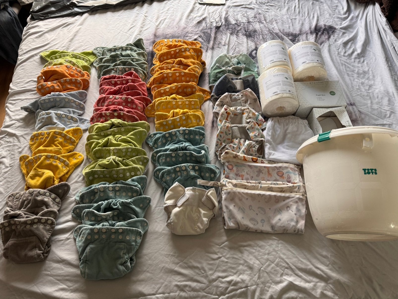 Complete set Popolini wasbare luiers, Ophalen of Verzenden, Gebruikt, One size