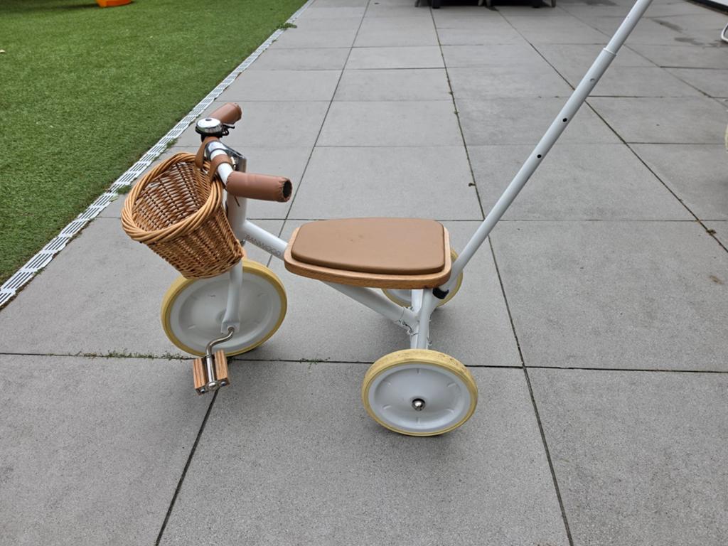 Banwood driewieler met duwstang + mandje, Fietsen en Brommers, Fietsen | Driewielers, Ophalen, Gebruikt, Banwood, Duwstang