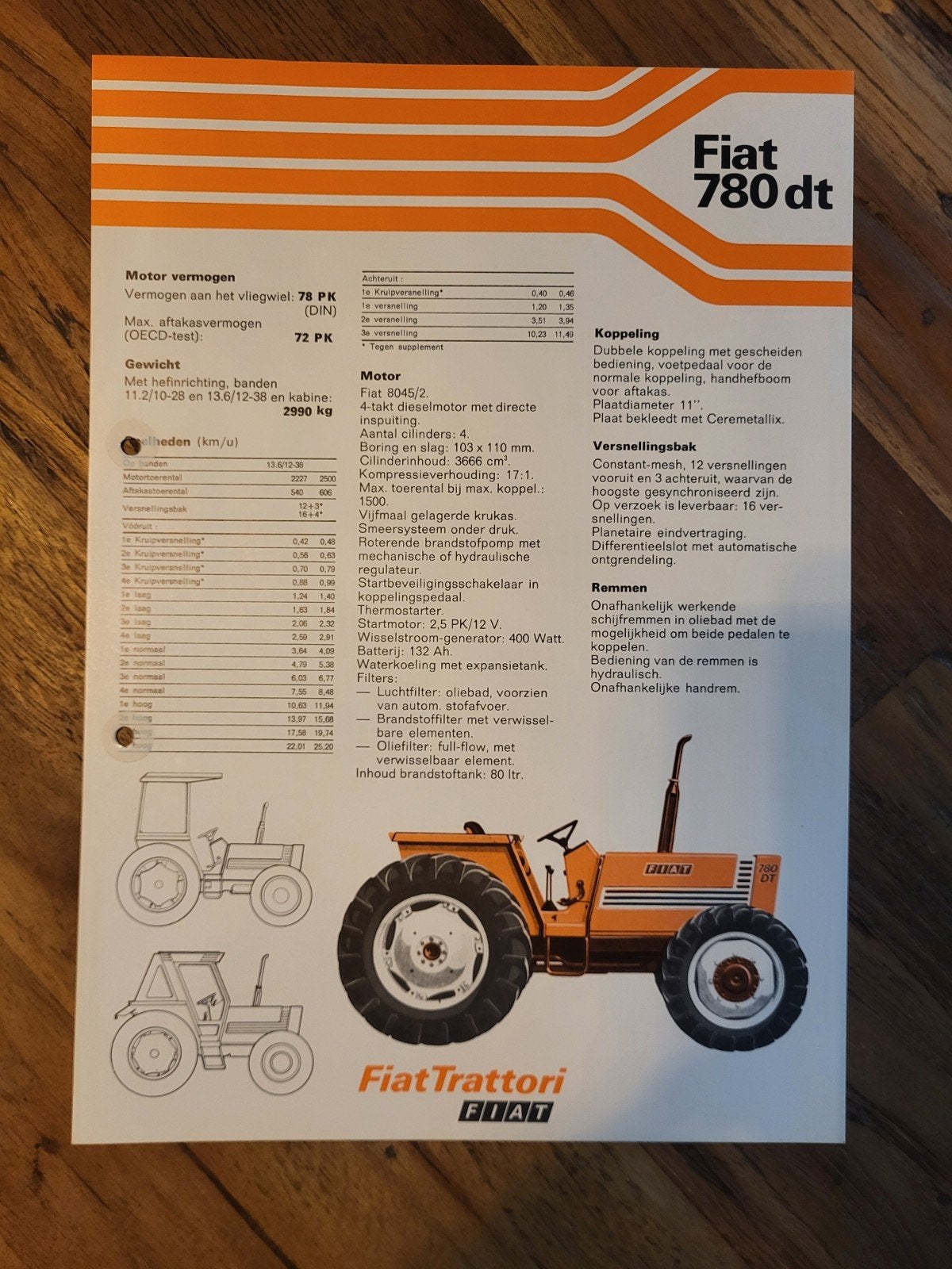tractor folder Fiat 780 DT, Boeken, Ophalen of Verzenden, Zo goed als nieuw, Folder