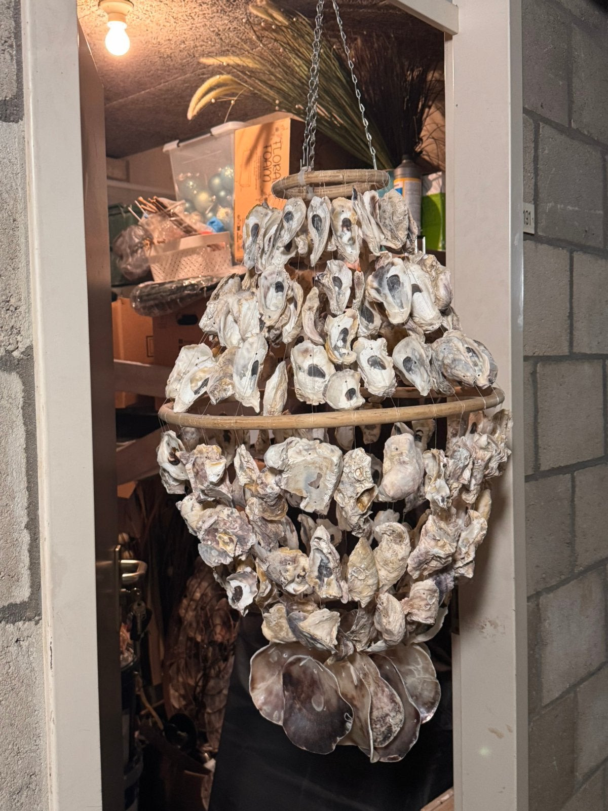 Schelpen lamp/ kroonluchter, Huis en Inrichting, Ophalen of Verzenden, Zo goed als nieuw