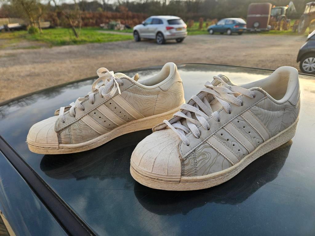 Adidas Superstar sneakers maat 42 2/3, Ophalen of Verzenden, Gedragen, Wit, Sneakers of Gympen