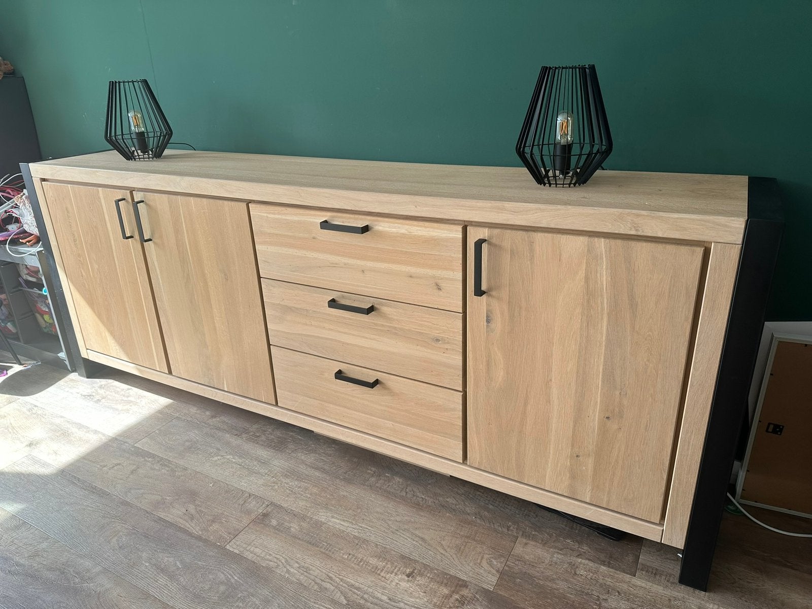 Denmark Sideboard 240 Bianco - Massief Eikenhout & Staal, Ophalen