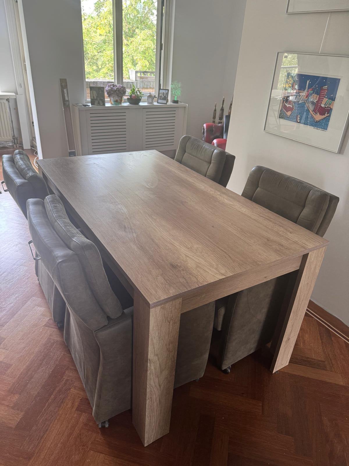 Eettafel met 4 stoelen, Ophalen, Zo goed als nieuw, 4 tot 6 stoelen