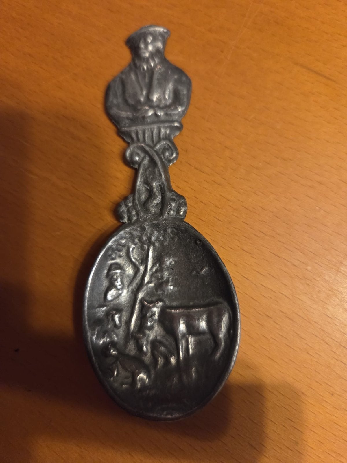 Oud-Hollands tinnen lepel met reliëf, Antiek en Kunst, Antiek | Tin, Ophalen