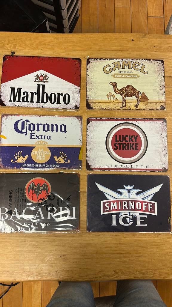 Kroeg borden marlboro , camel bacardi, Ophalen of Verzenden, Nieuw, Reclamebord, Plaat of Schild, Overige merken