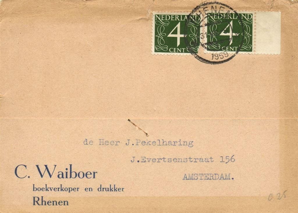 C. Waiboer, Rhenen - 08.1959 - briefkaart, Postzegels en Munten, Ophalen of Verzenden, Briefkaart
