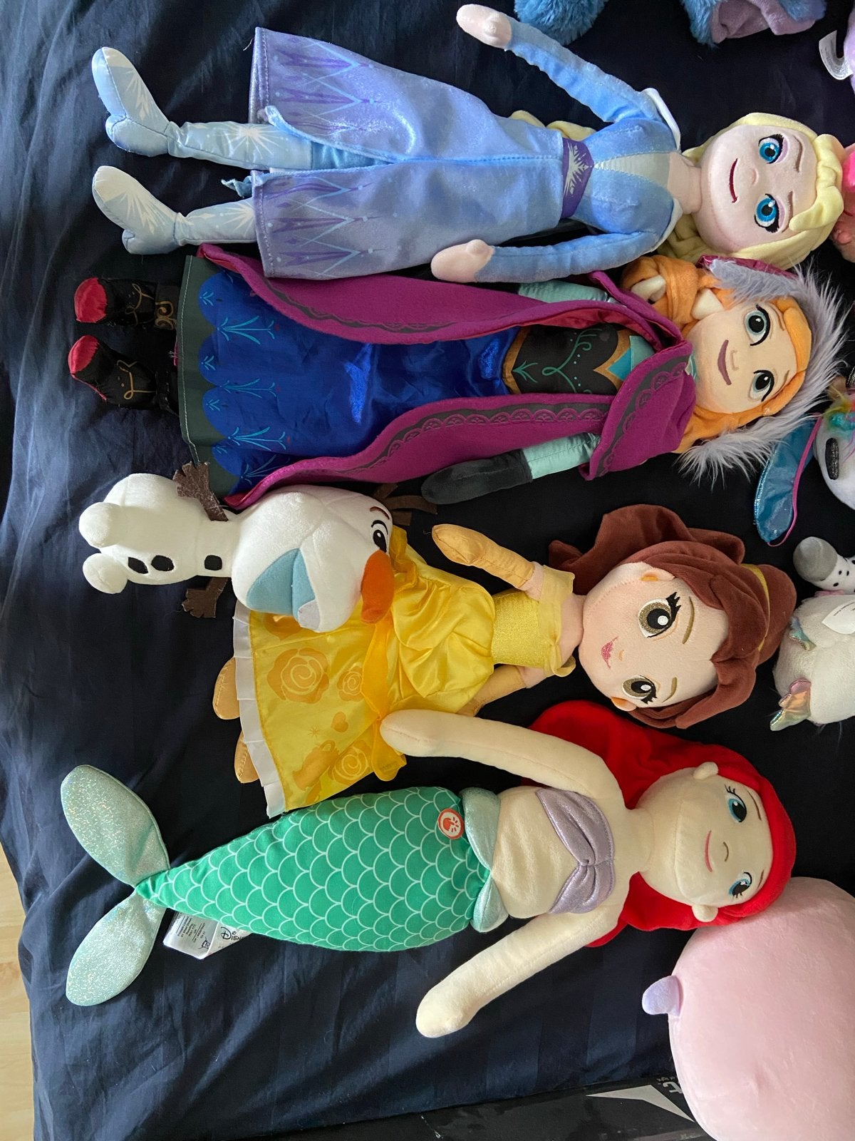 Disney Frozen, Belle, Ariel en Olaf knuffels, Gebruikt, Disney, Overige typen, Ophalen of Verzenden