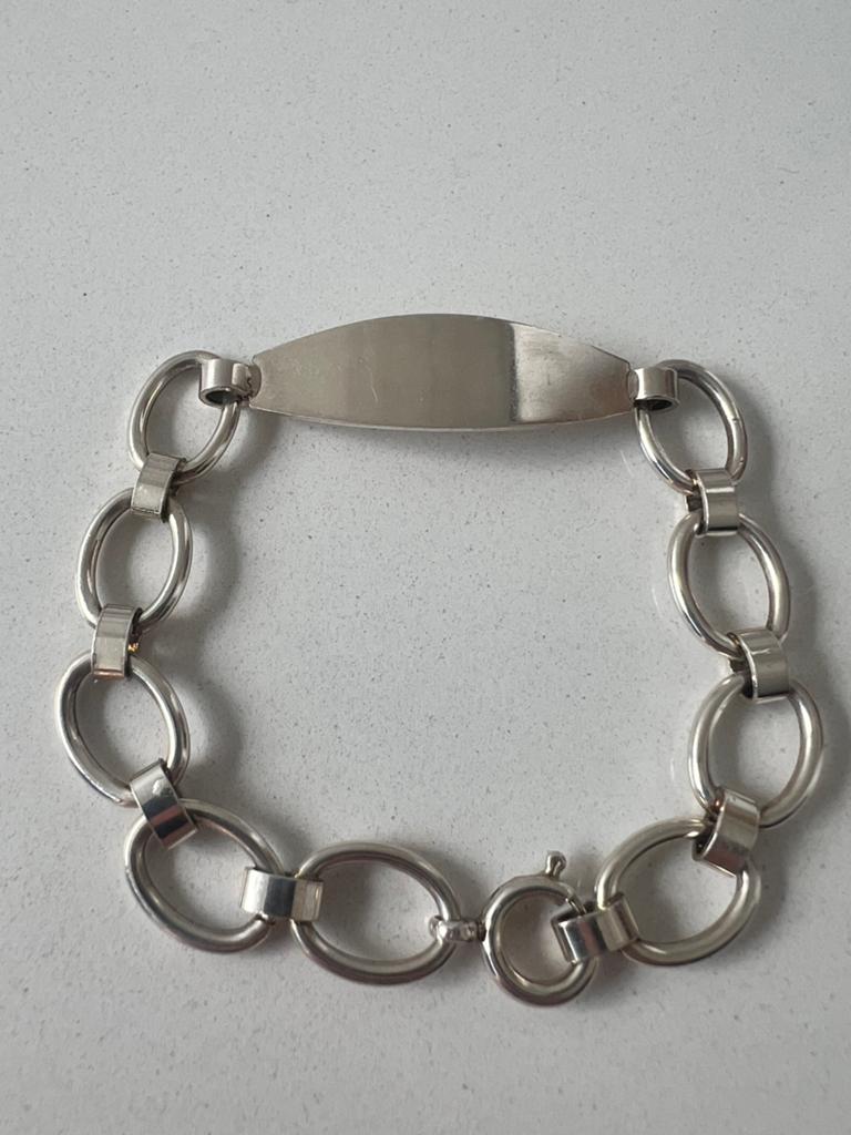 ZILVEREN SCHAKELARMBAND SCHAKEL ARMBAND GROVE SCHAKELS PLAAT, Ophalen of Verzenden, Zo goed als nieuw, Zilver, Zilver