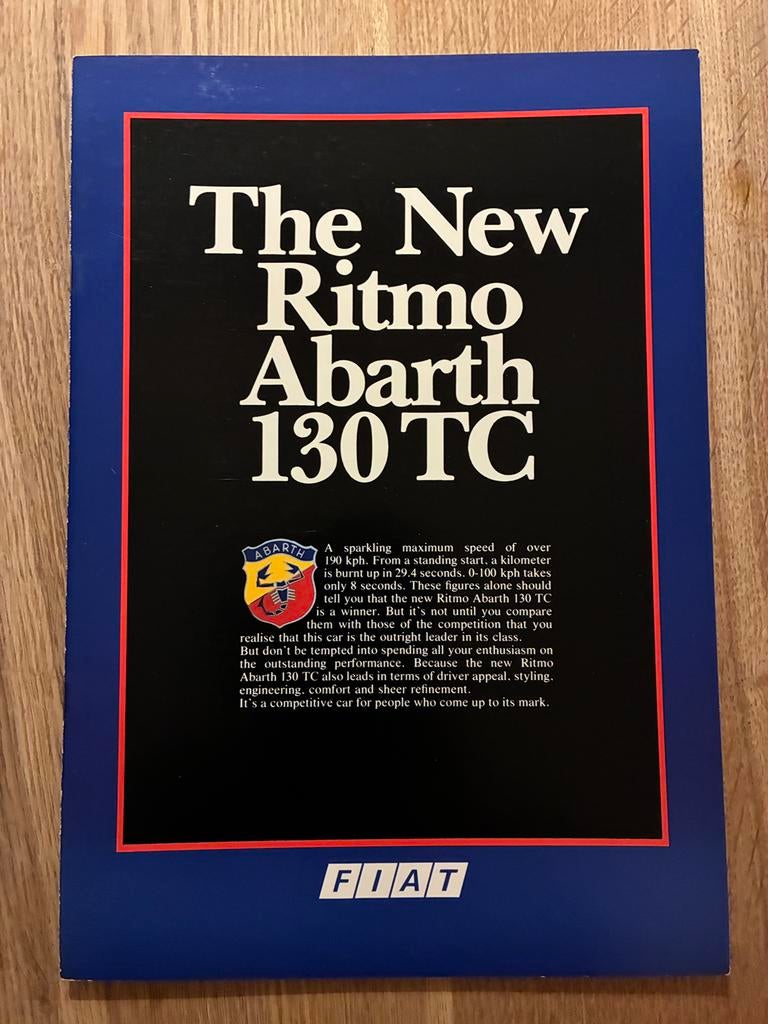Fiat Ritmo Abarth 130 TC brochure, Ophalen of Verzenden, Zo goed als nieuw, Overige merken