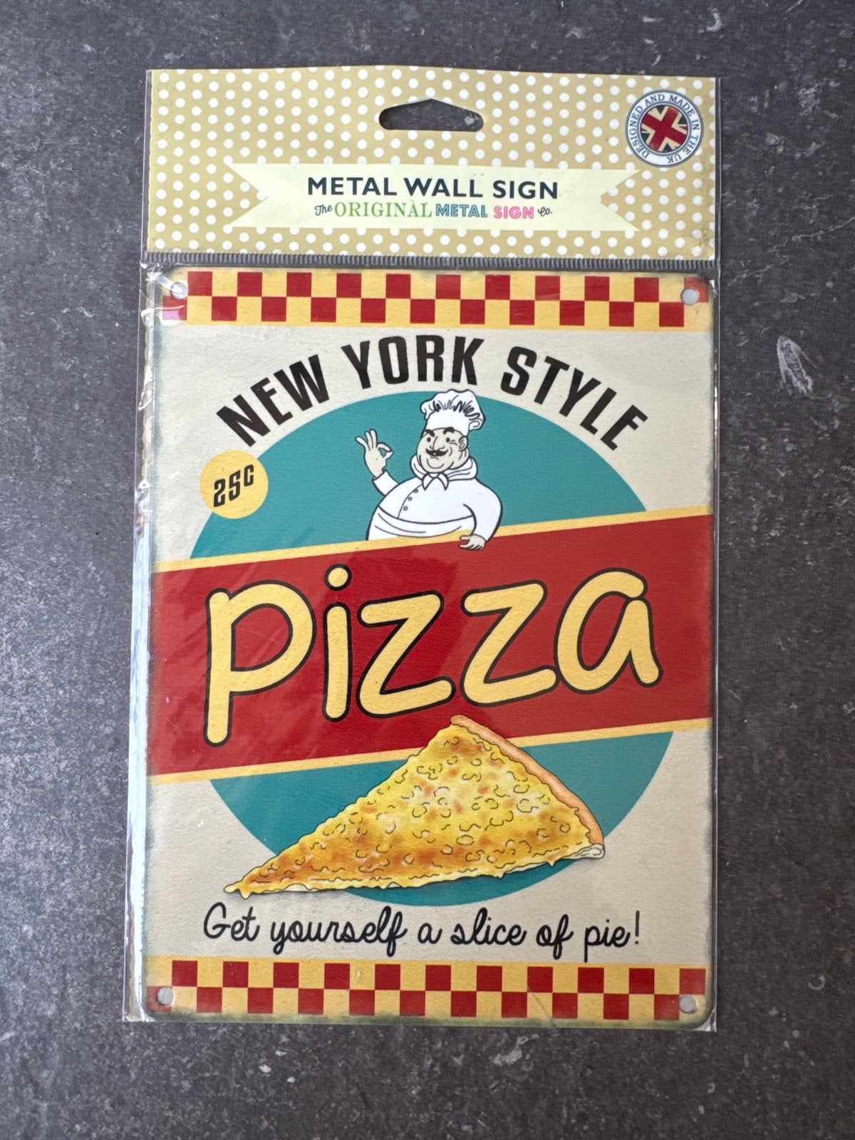 New York Style Pizza Metalen Wandbord - Vintage Look, Ophalen, Metaal, Nieuw, Reclamebord