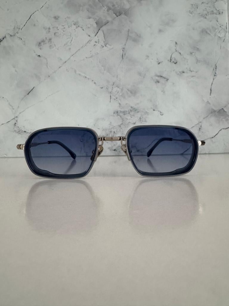 John Dalia Martin C135 Blauwe Glazen en Zilveren Montuur, Overige merken, Zonnebril, Blauw, Nieuw