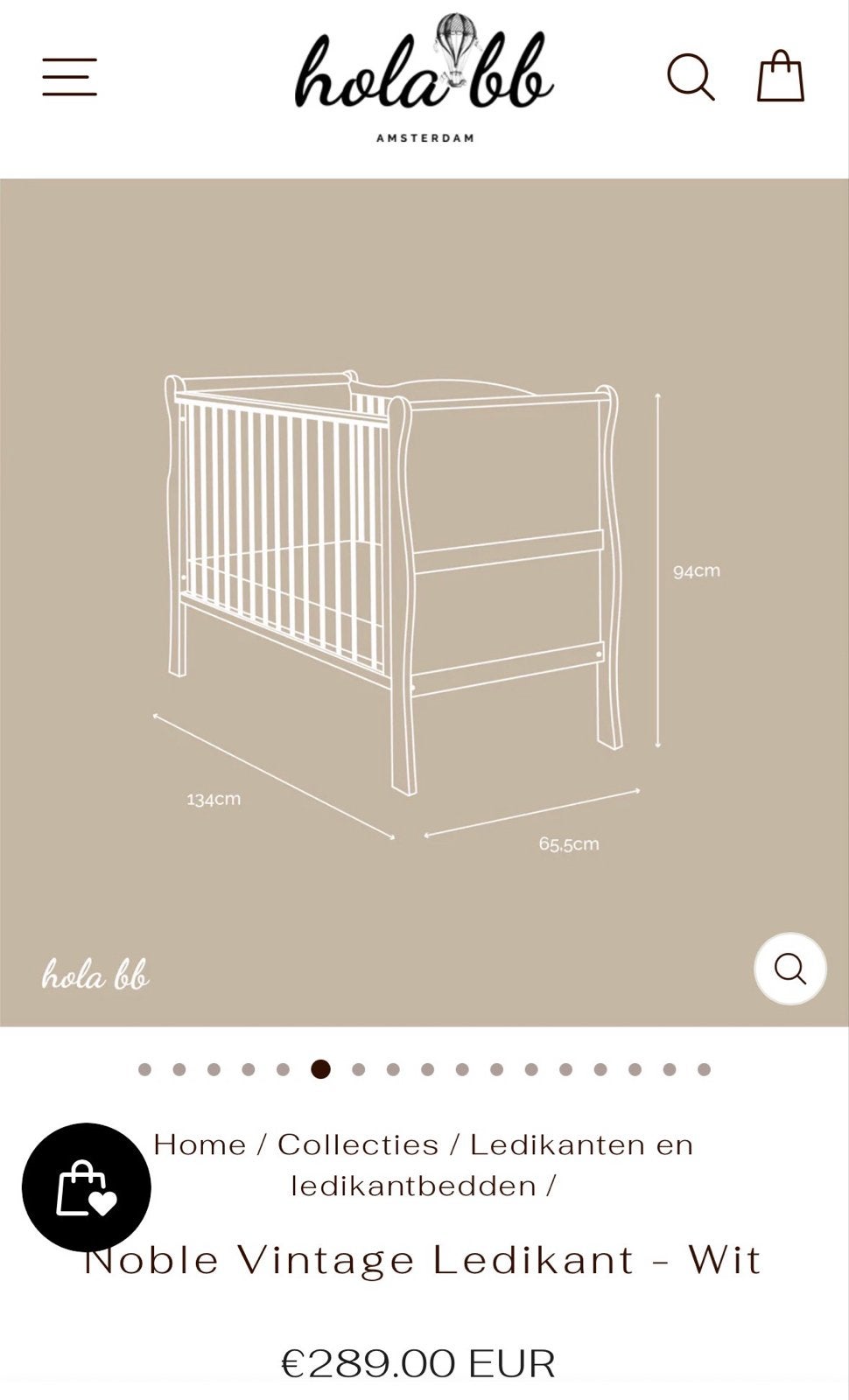 Woodies - Noble Vintage Ledikant - Wit, Kinderen en Baby's, Babywiegjes en Ledikanten, Ophalen, Zo goed als nieuw, Ledikant