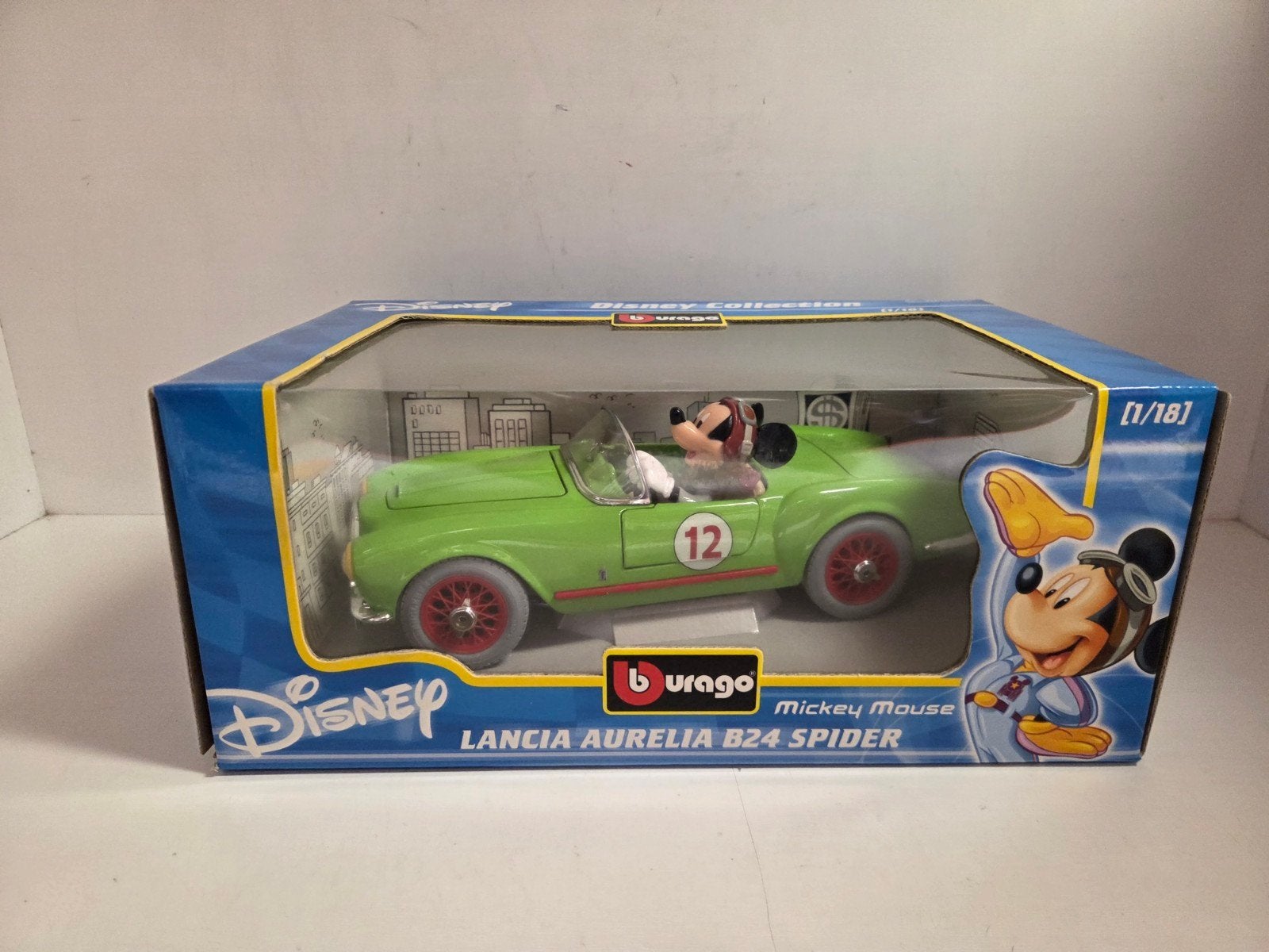 Bburago Disney Lancia Aurelia Mickey Mouse 1:18, ., Ophalen of Verzenden, Zo goed als nieuw, .
