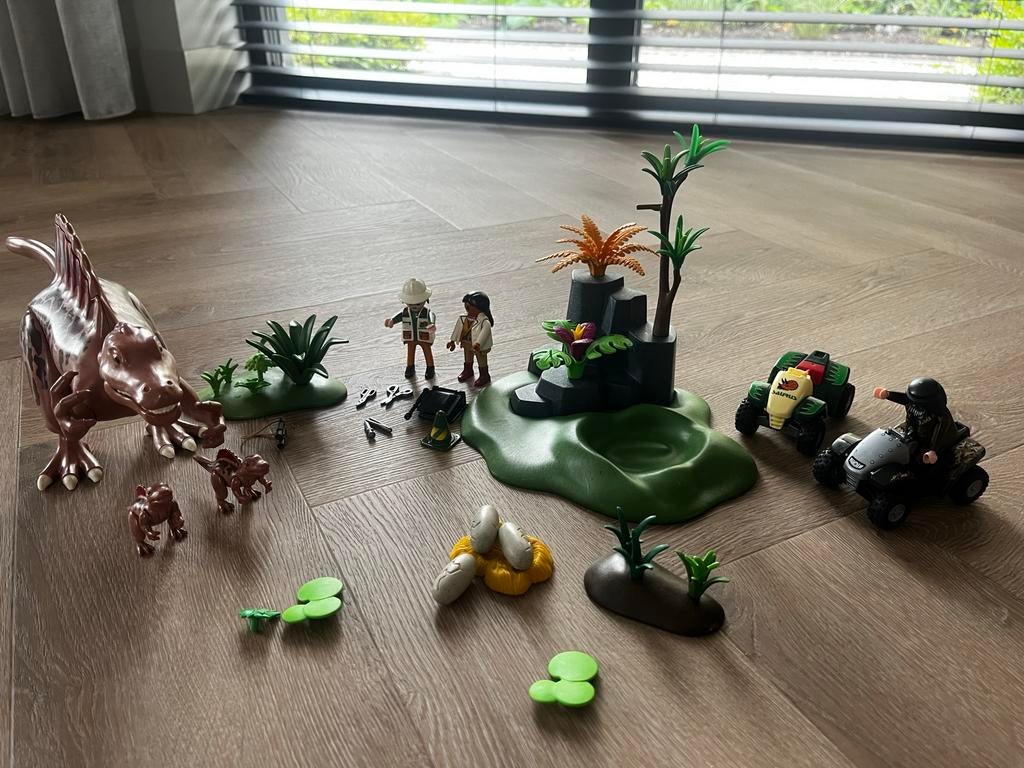 Playmobil 4174 Spinosaurus met baby's en onderzoekers, Ophalen of Verzenden, Zo goed als nieuw, Complete set