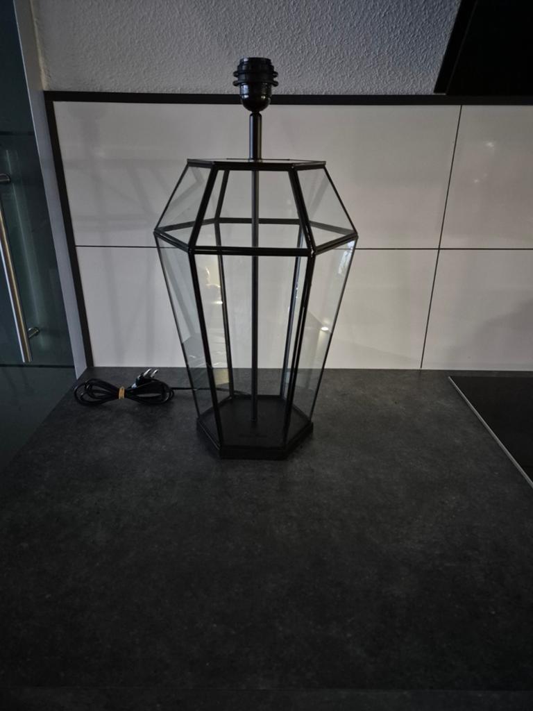 Riviera maison lamp zwart/ glas, Ophalen, Zo goed als nieuw, Glas, Minder dan 50 cm