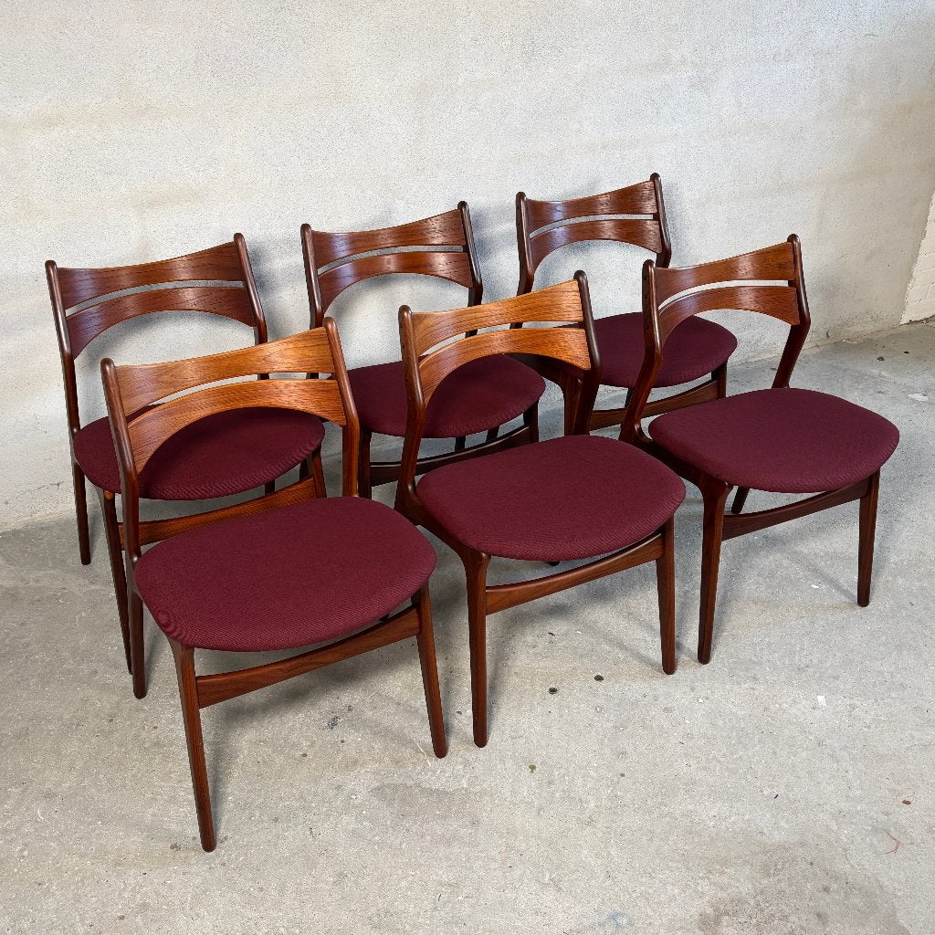 6x Model 310 deense design stoelen door Erik Buch, Huis en Inrichting, Stoelen, Bruin, Ophalen of Verzenden, Zo goed als nieuw