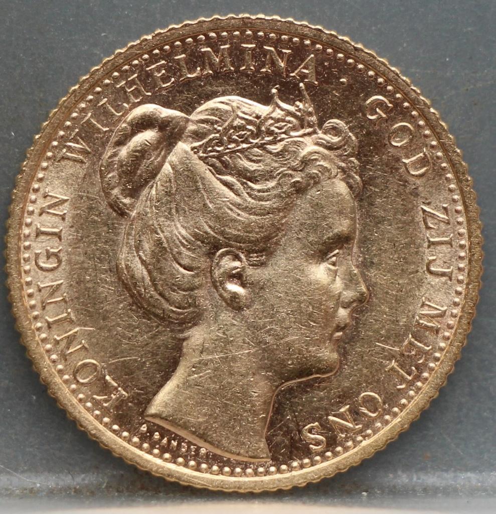 Gouden tientje 1898 - 10 gulden 1898 met punt, Postzegels en Munten, Munten | Nederland, Verzenden, Goud, Koningin Wilhelmina