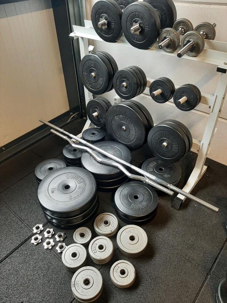 Fitness complete homegym | benchpress, squatrek, halter..., Sport en Fitness, Fitnessmaterialen, Ophalen