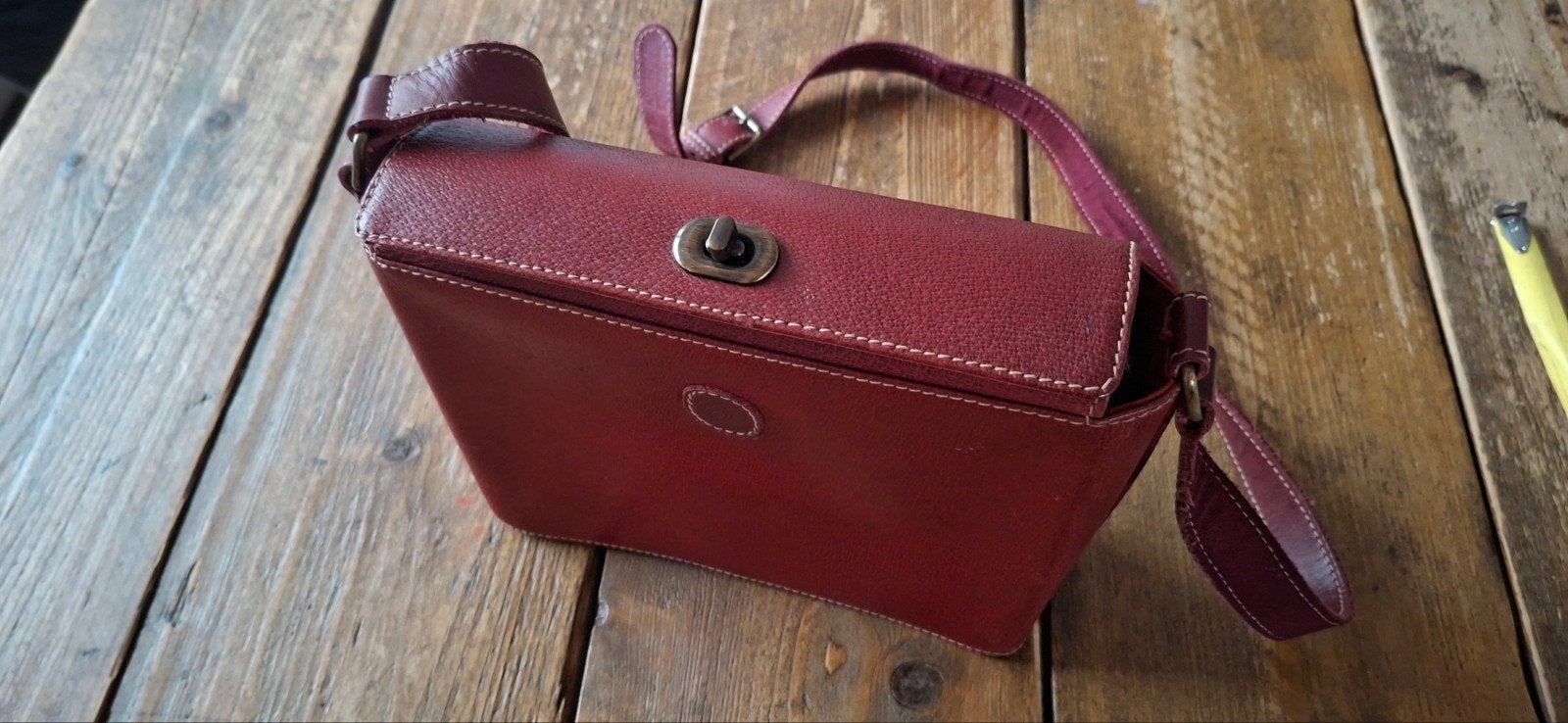 Ottone Grimaldi vintage designer tas, bordeauxrood leer, Ophalen of Verzenden, Bruin