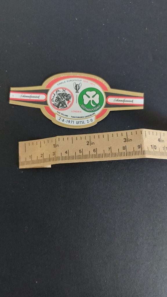 Sigarenband, Schimmelpenninck Finale Europacup 1970-1971, Verzenden, Zo goed als nieuw, Sigarenbandjes