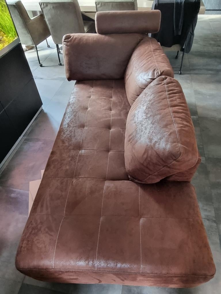 Comfortabele bruine leren bank - Zo goed als nieuw, Huis en Inrichting, Banken | Bankstellen, Ophalen, 250 tot 300 cm, 100 tot 125 cm