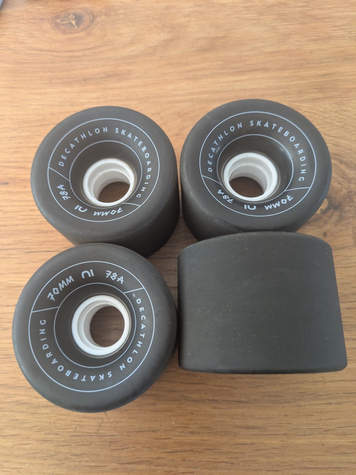 4 Decathlon Longboard/Surfskate wielen 70mm 78A, Ophalen of Verzenden, Zo goed als nieuw, Overige typen, Longboard
