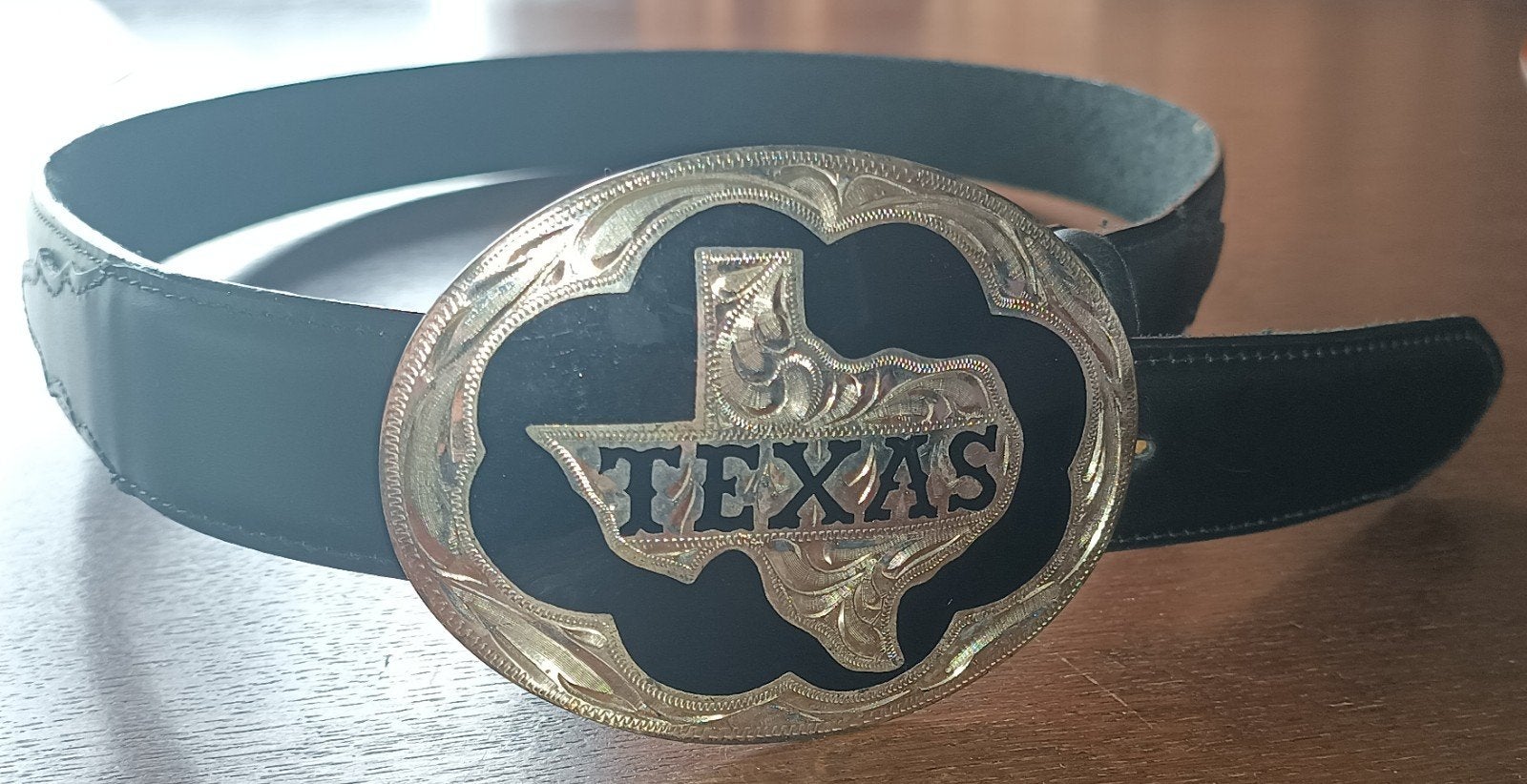 Silver Strike Texas Buckle met Zwarte Riem 1.05m, 100 cm of meer, Zwart, Nieuw, Heupriem