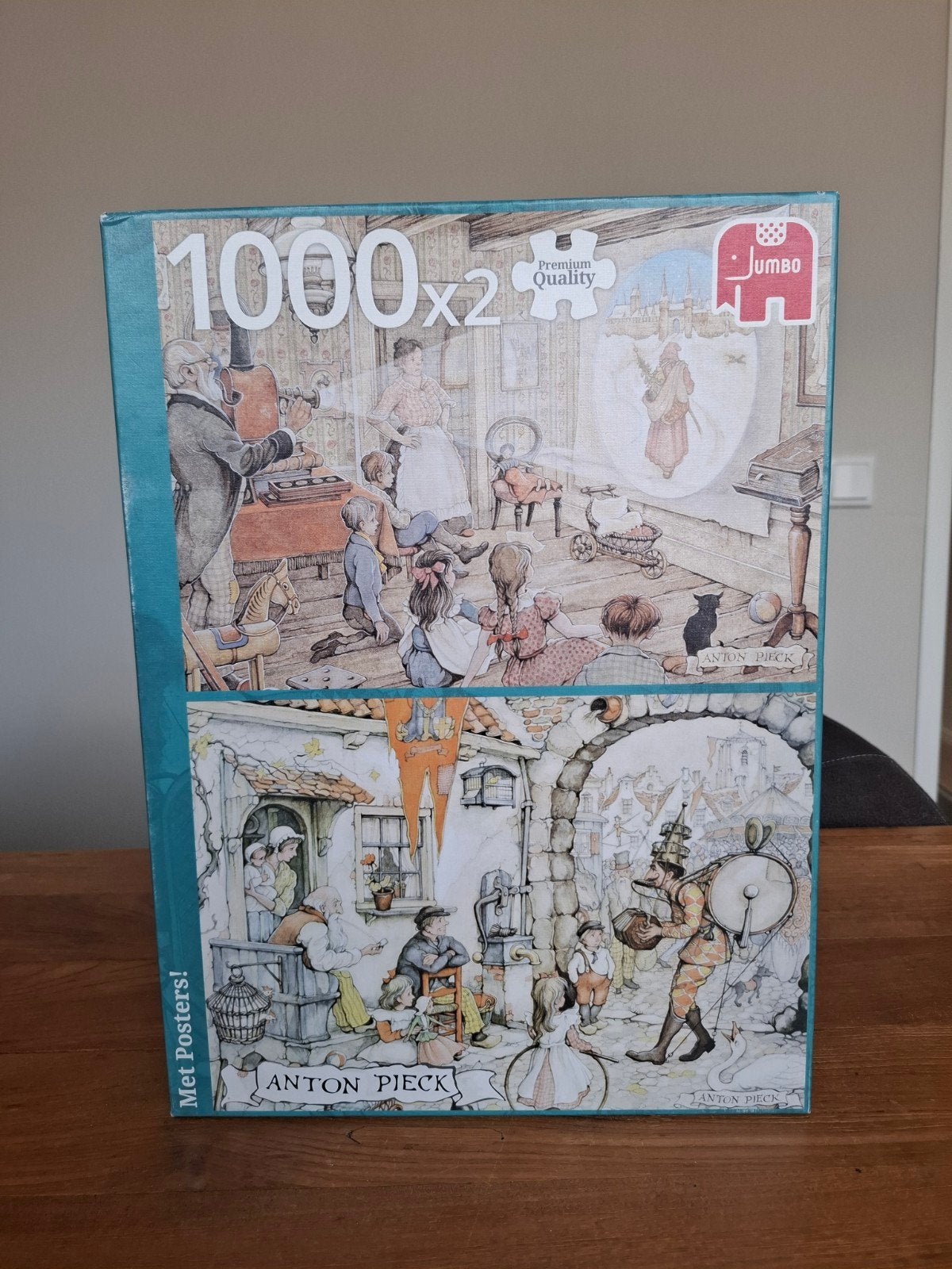 Jumbo Anton Pieck Puzzel 2x1000 stukjes - Compleet, Ophalen of Verzenden, 500 t/m 1500 stukjes, Zo goed als nieuw, Legpuzzel