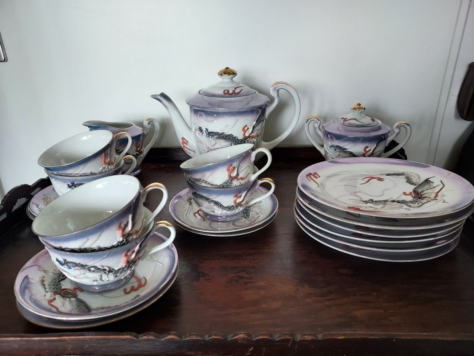 Japans theeservies vintage rond 1950, nieuw., Ophalen
