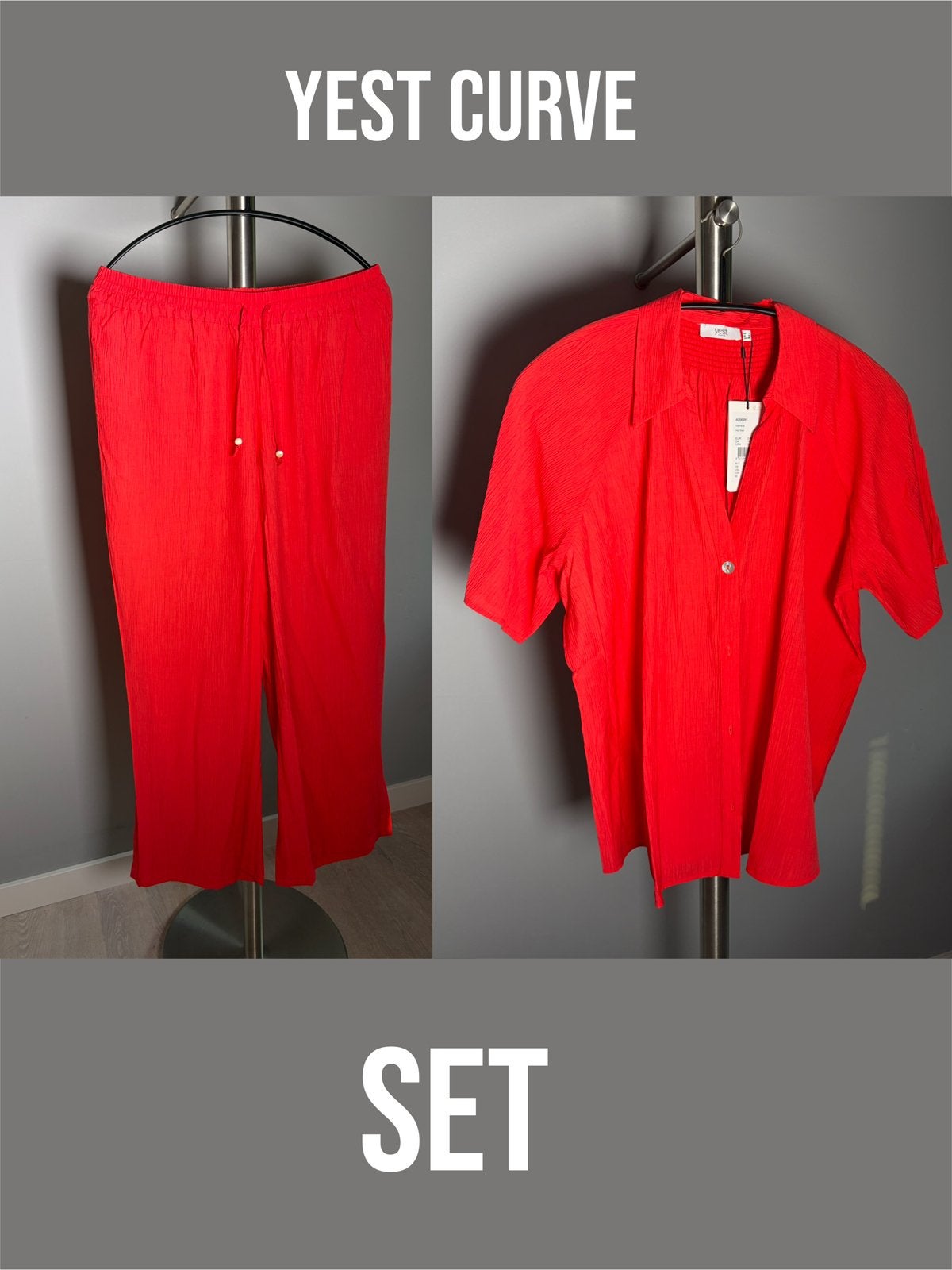 Yest curve set (broek en blouse)  Hot Red NIEUW, Ophalen of Verzenden, Nieuw, Rood, Blouse of Tuniek