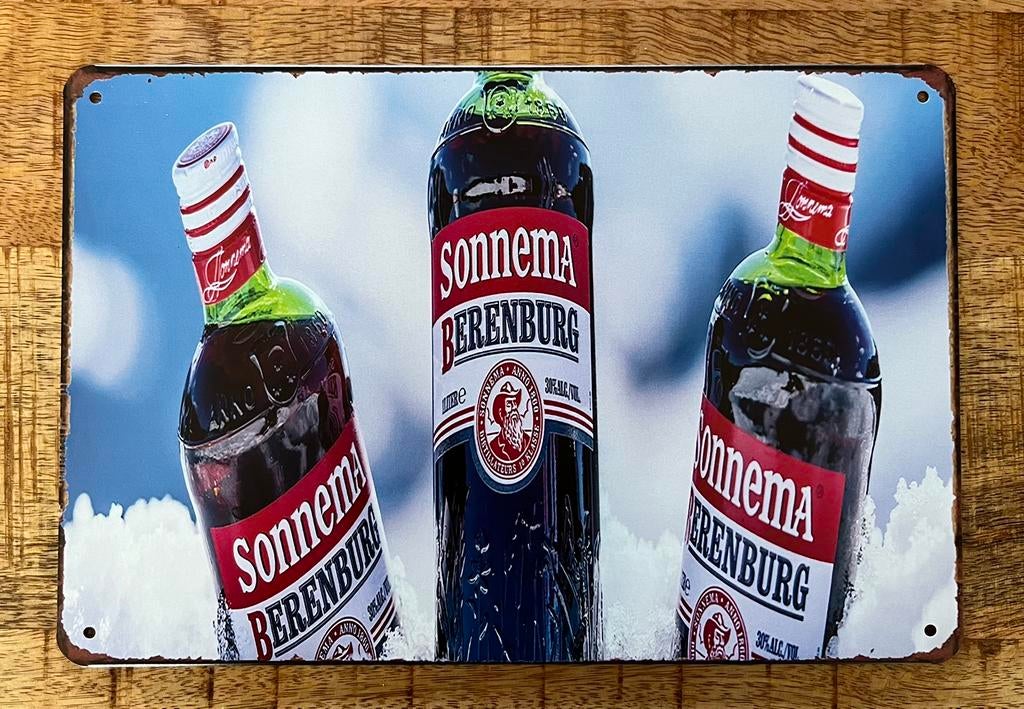 Partij metalen borden: OA Berenburg Guinness Hitachi Grolsch, Verzamelen, Ophalen of Verzenden, Nieuw, Reclamebord