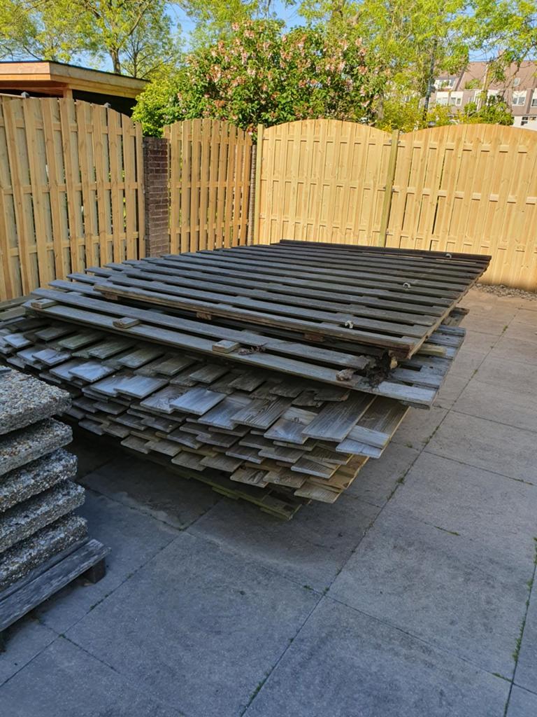 Gratis op te halen tuinschuttingen 14 stuks., Tuin en Terras, Terrasdelen en Vlonders, Ophalen, Gebruikt, Hout
