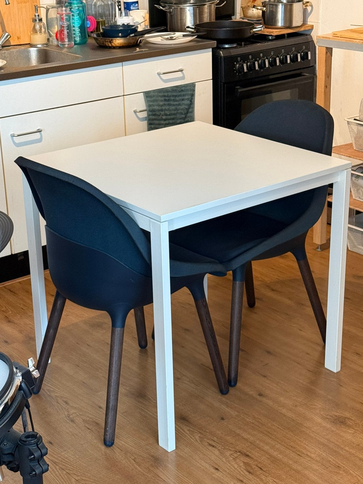 Vierkante Ikea Melltorp Tafel van 75cm x 75cm, wit, Gebruikt, 50 tot 100 cm, Vierkant, 50 tot 100 cm
