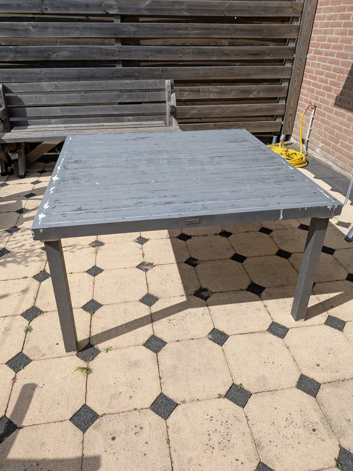 Gratis vierkante tuintafel Garden Impressions, Tuin en Terras, Tuintafels, Ophalen, Gebruikt, Rechthoekig, Aluminium