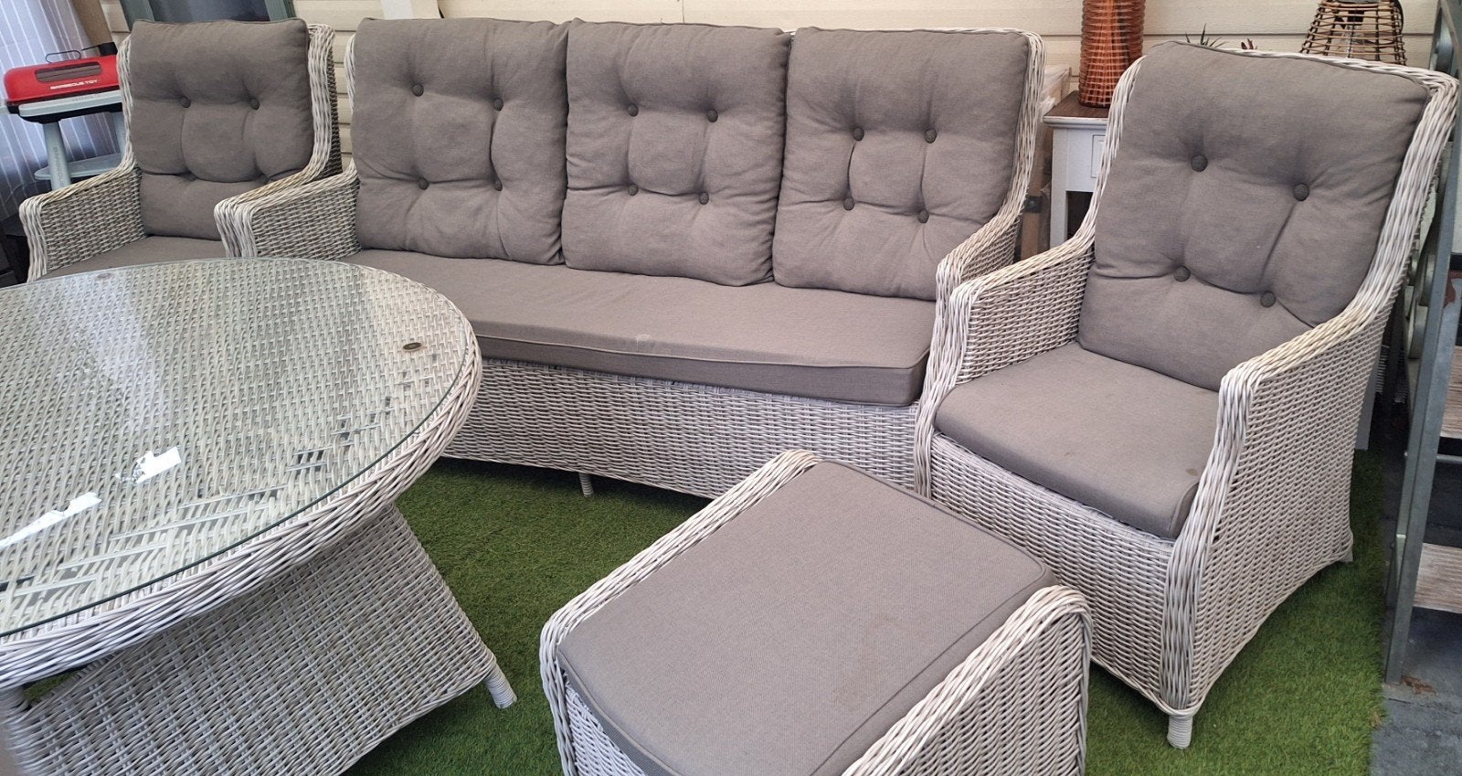 Tuin Lounge set van Bois Le Duc, 5 delig!, Tuin en Terras, Tuinsets en Loungesets, Ophalen, Gebruikt, Loungeset, Wicker