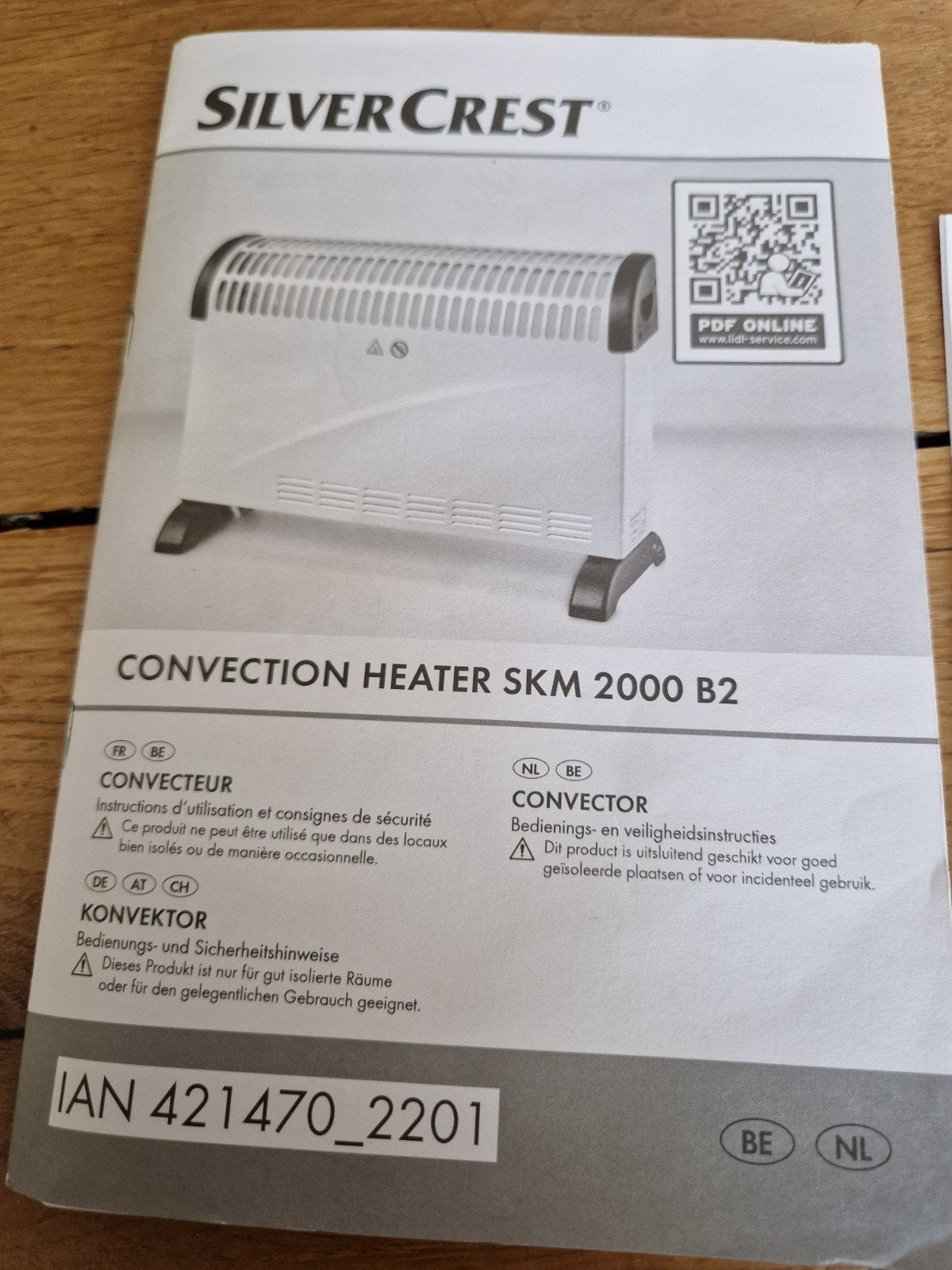 SilverCrest Convector kachel SKM 2000 B2, Ophalen, Tafel- of Grondventilator, Verwarmen, Minder dan 60 m³