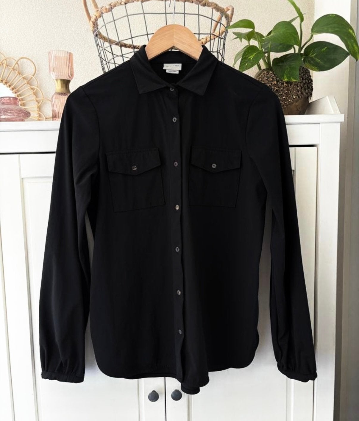 Bellamy travelstof blouse maat S, Ophalen of Verzenden, Zo goed als nieuw, Maat 36 (S), Zwart
