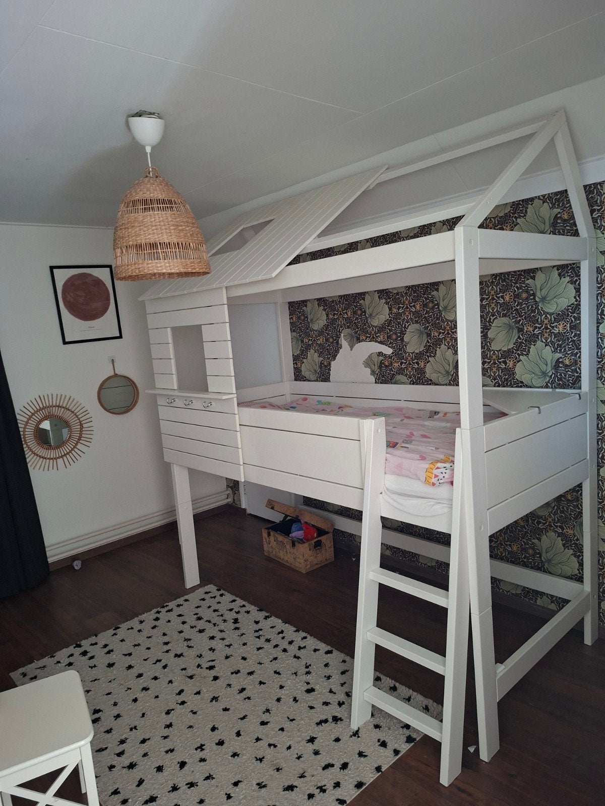 Leuk huisbed/hoogslaper voor kinder- of tienerkamer 96x206, Ophalen, 85 tot 100 cm, Zo goed als nieuw, Hoogslaper of Stapelbed