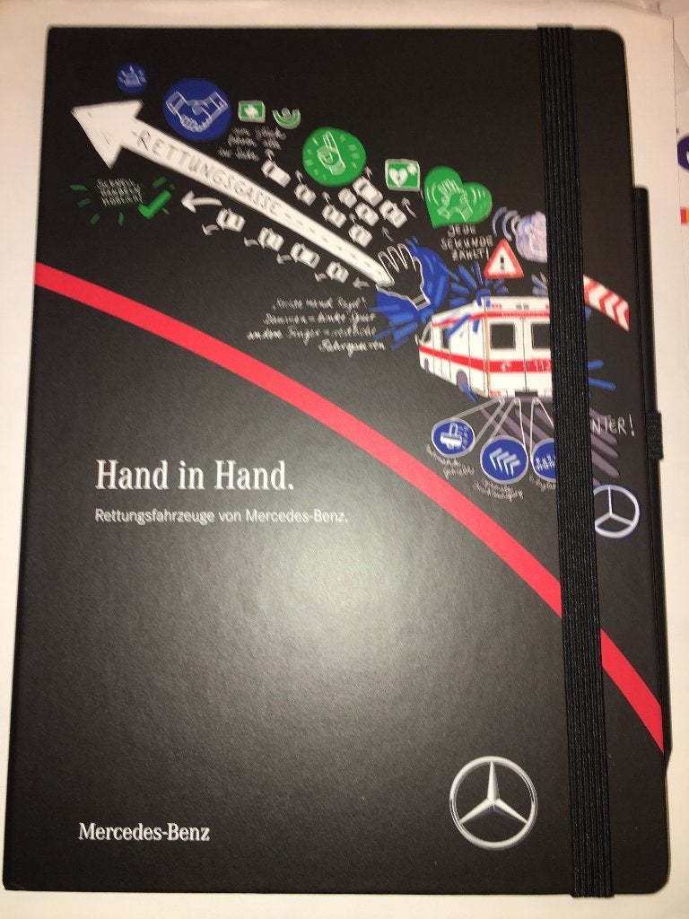 2x origineel Mercedes Ambulance trommel Koziol + notitieboek, Verzamelen, Ophalen of Verzenden, Nieuw, Auto's