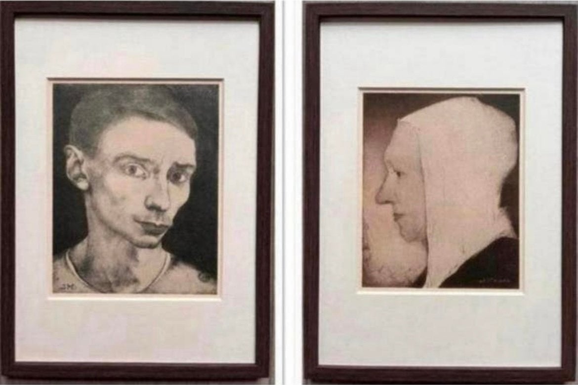 Jan Mankes 1889-1920 / Jan Mankes en zijn Moeder 1923, Antiek en Kunst, Verzenden, 23 cm, Gravure, Origineel