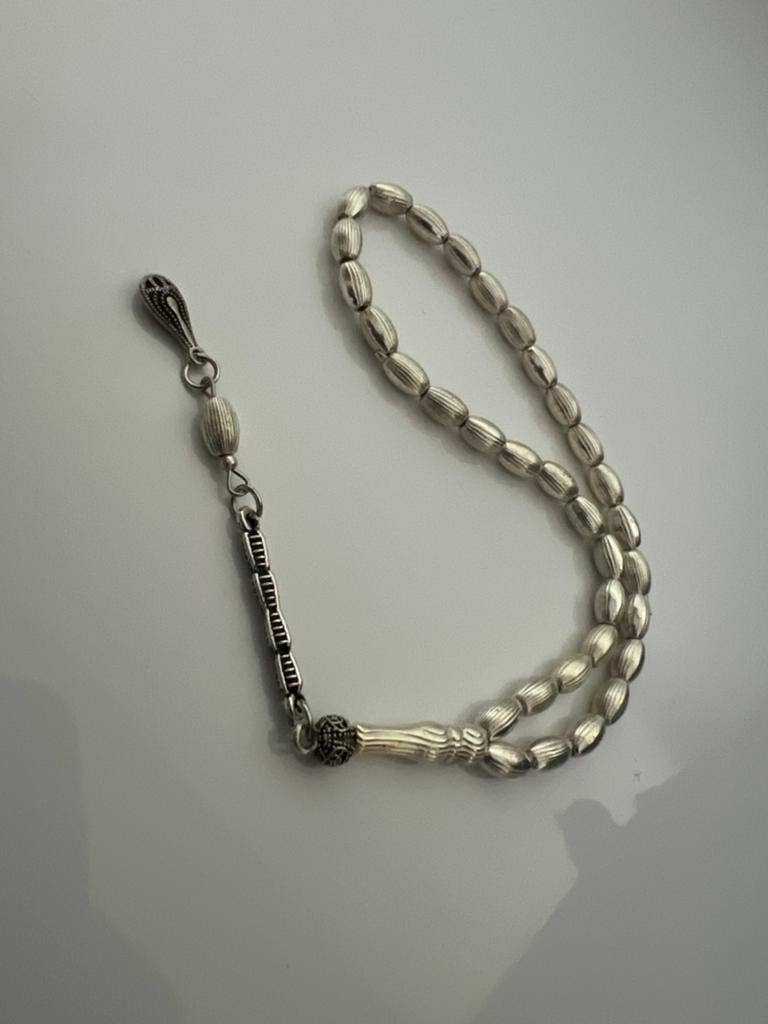 Zilverkleurige Gebedskralen / Tasbih, Ophalen of Verzenden, Gebruikt, Zilver