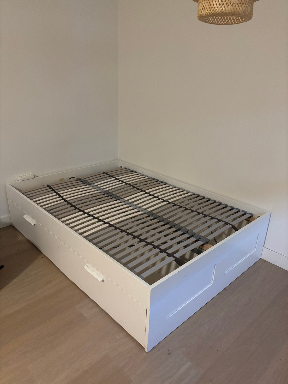 IKEA Brimnes Tweepersoonsbed 140 x 200 incl lattenbodem, Ophalen, Gebruikt, Wit, Tweepersoons