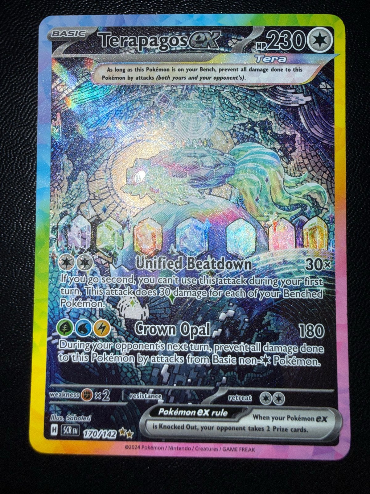 Terapagos ex (Tera) 170/142 - Scarlet & Violet, Ophalen of Verzenden, Zo goed als nieuw, Losse kaart, Foil