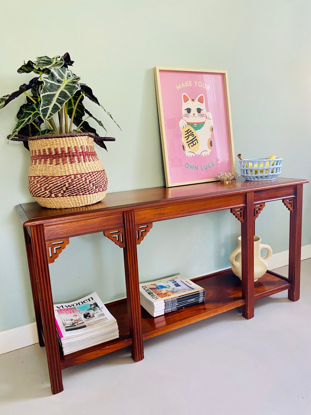 Sidetable oriental, chinese wandtafel/ dressoir bohemian, Huis en Inrichting, Tafels | Sidetables, 100 tot 150 cm, -, -, Ophalen of Verzenden