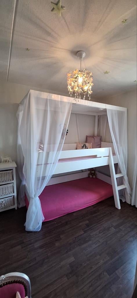 Halfhoogslaper prinsessenbed met gordijnen, Ophalen of Verzenden