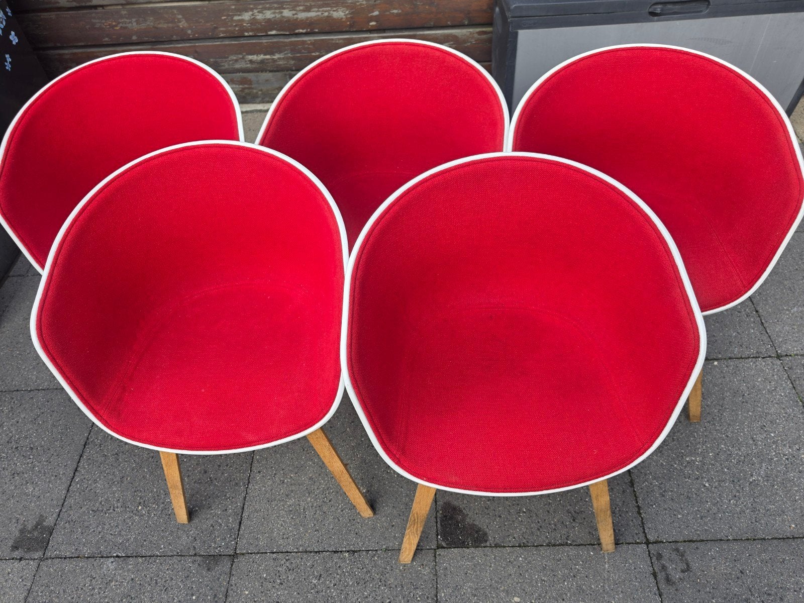 Hay AAC22 Set van 5 moderne stoelen - rood en wit, Ophalen, Gebruikt, Stof, Modern