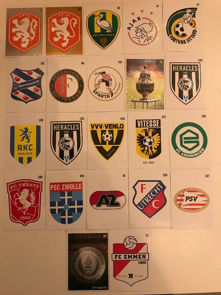 Voetbalplaatjes Eredivisie clubs - Diverse collectie, Ophalen of Verzenden, Nieuw, Meerdere plaatjes