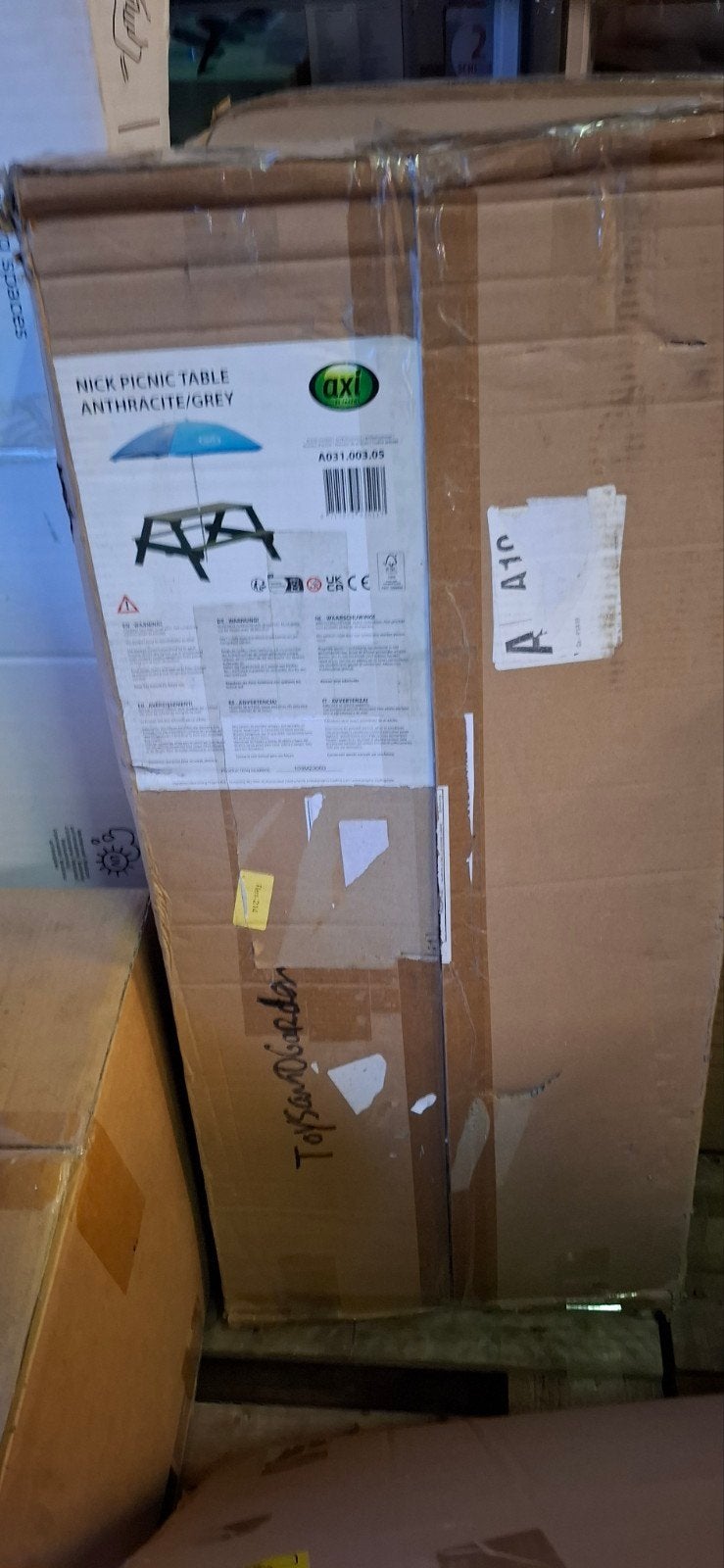 AXI Nick Picknicktafel Antraciet/Grijs met Parasol, Tuin en Terras, Onbekend, Nieuw, Onbekend, AXI by Pragma